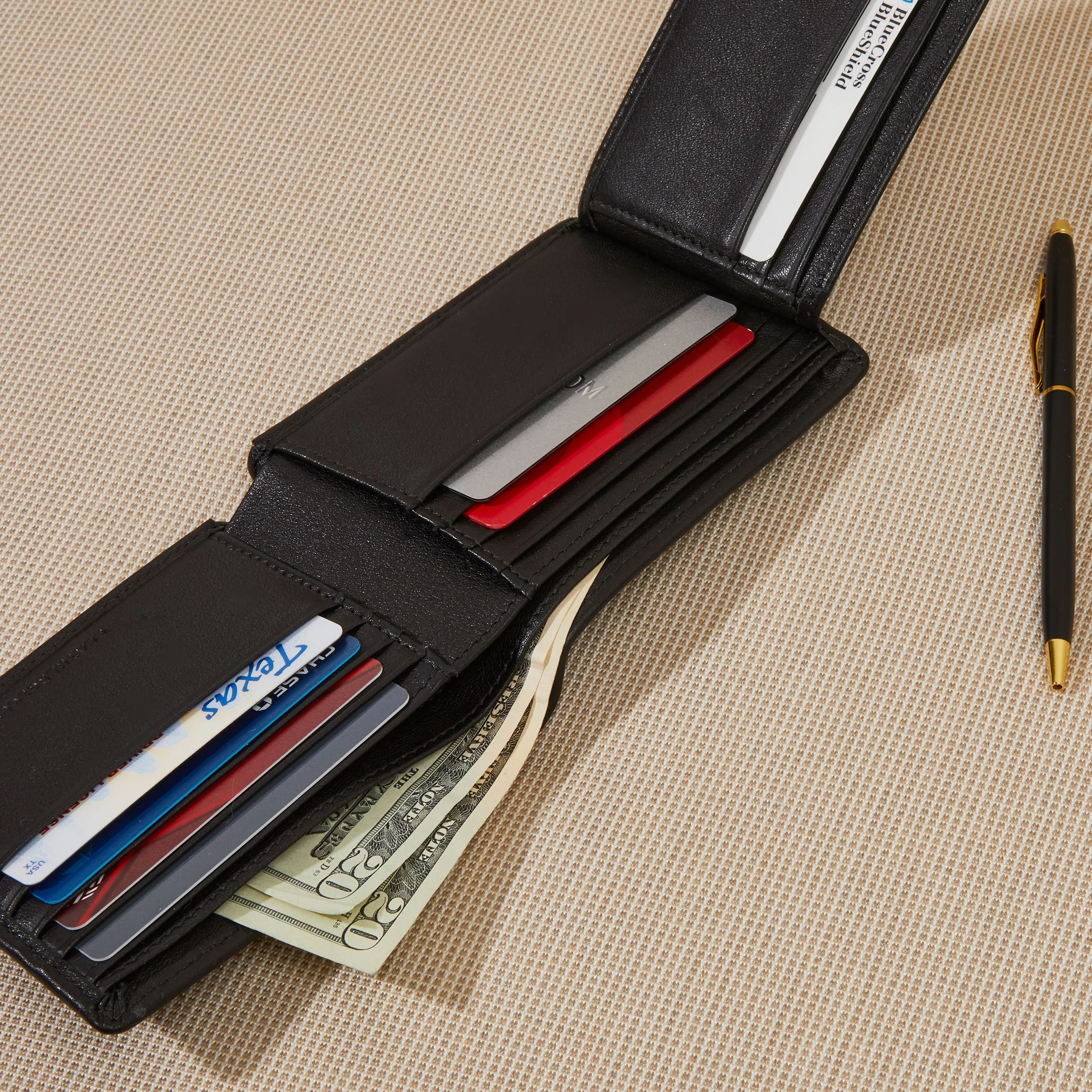 Bifold Wallet with Flap Mahogany - Image 3