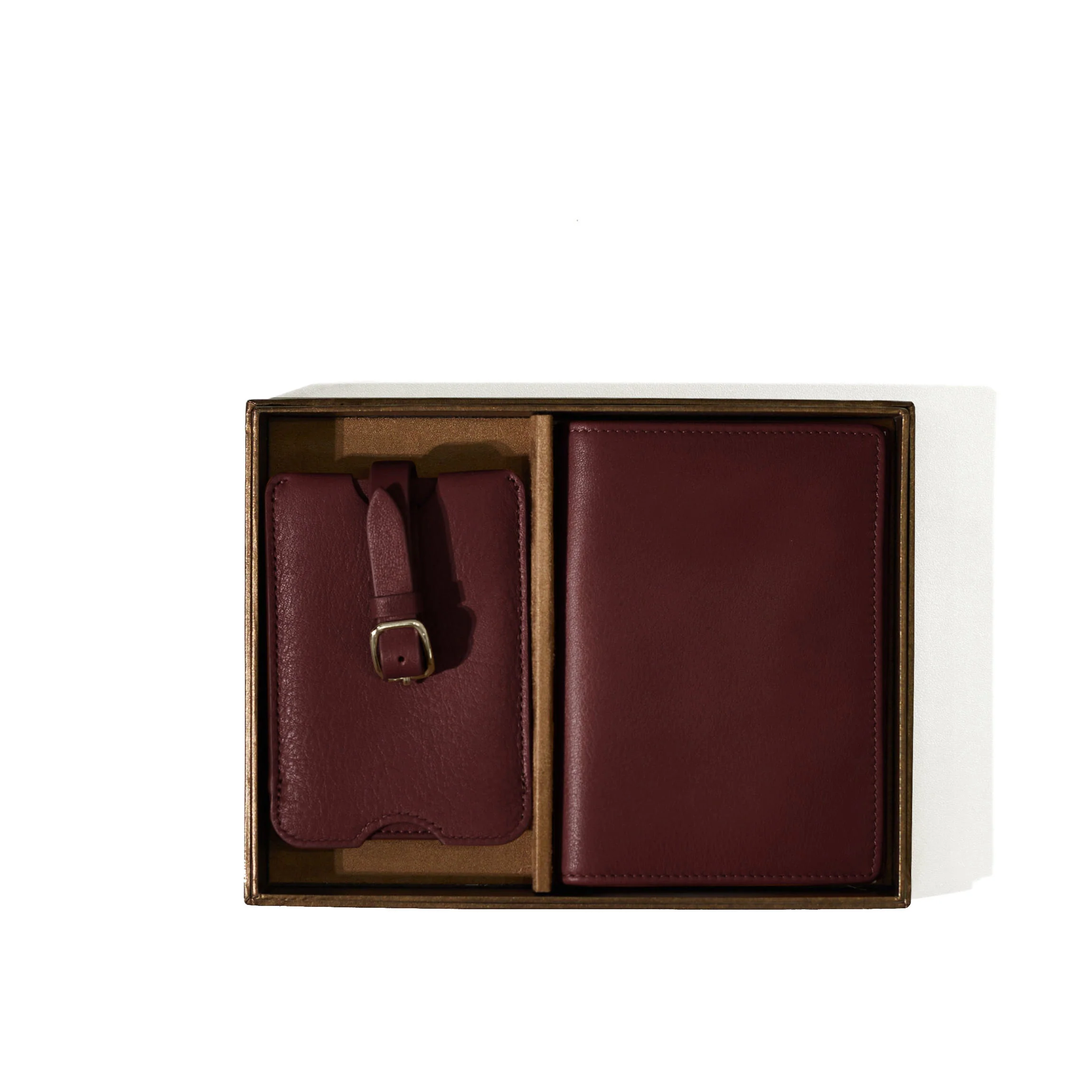 Deluxe Passport Cover + Luggage Tag Set Bordeaux - Image 4