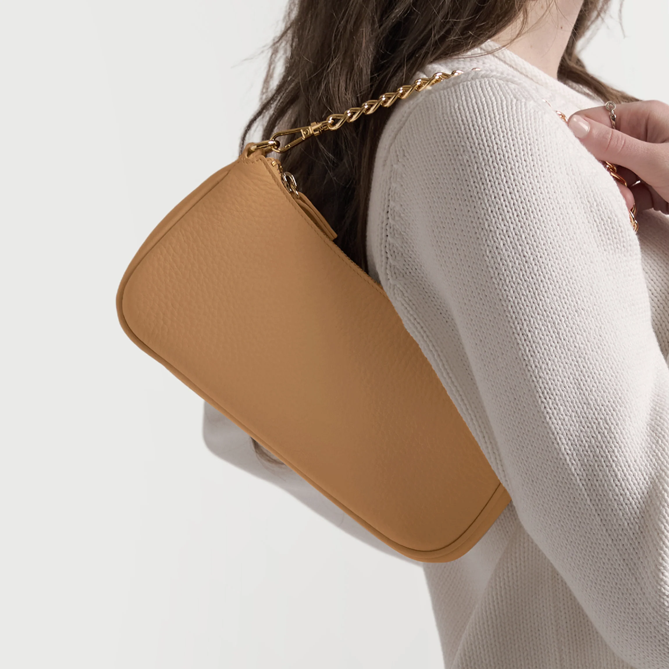 Greta Chain Small Pochette Camel - Image 4