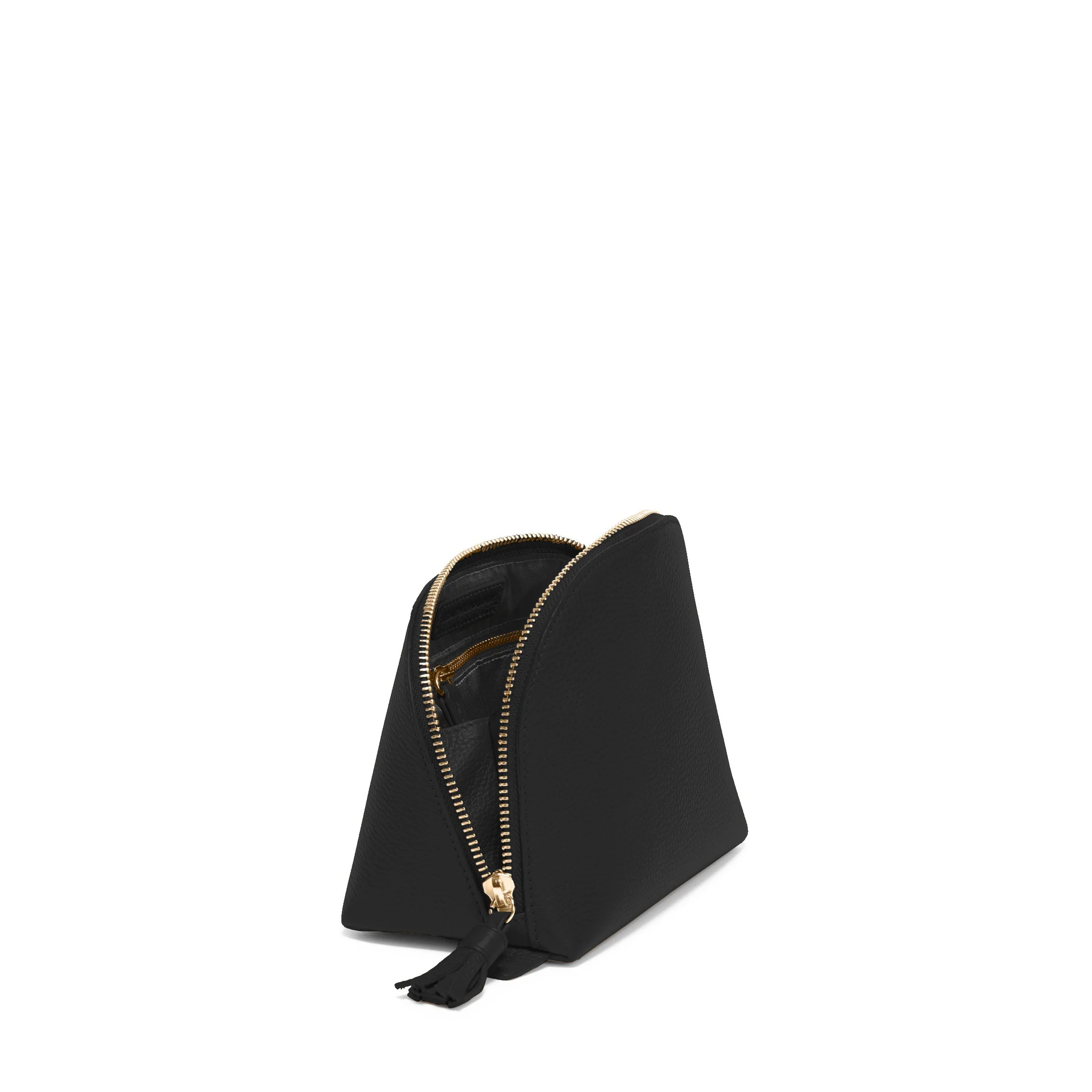 Medium Clamshell Makeup Bag Black Pebble - Image 3